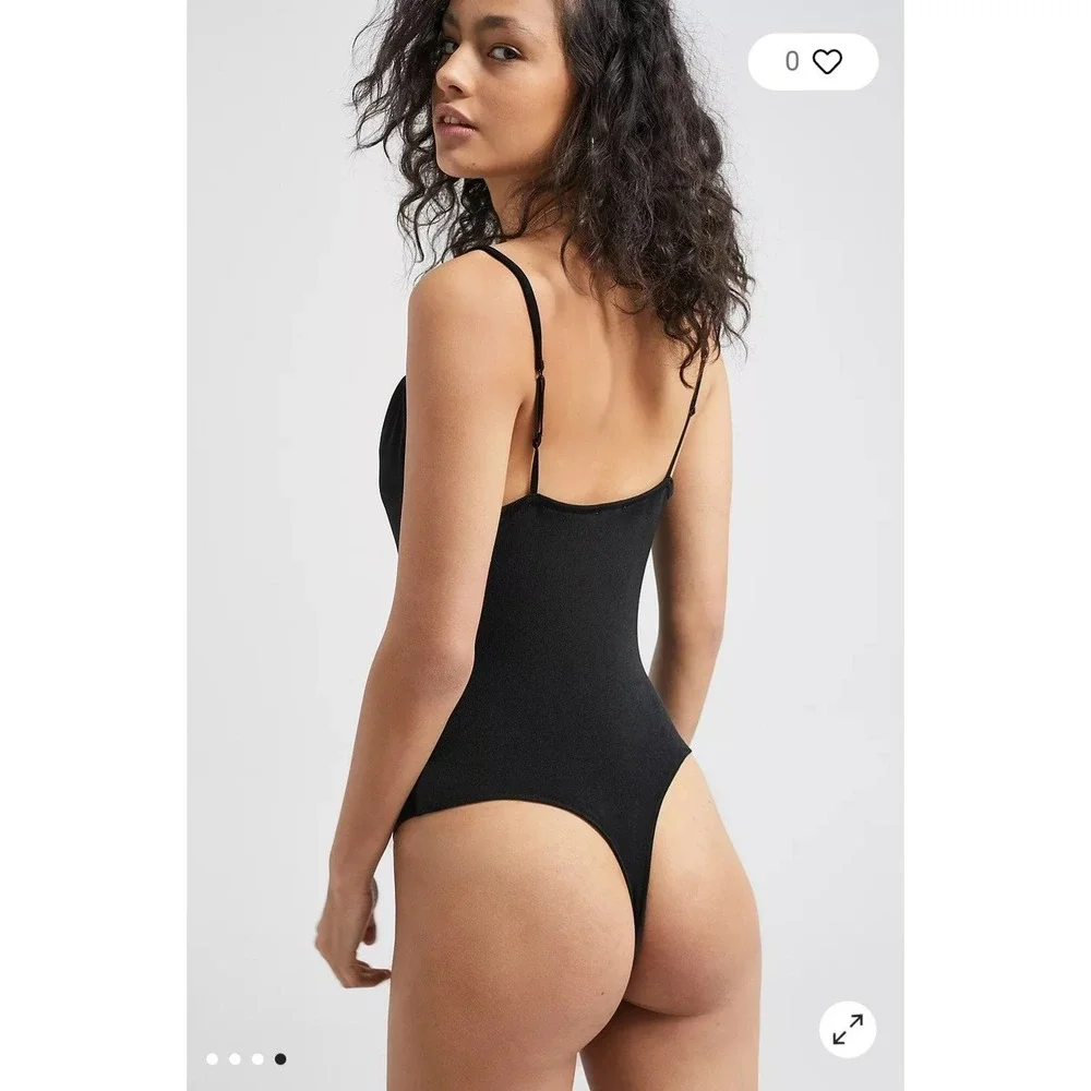 Intimately‎ Free People Cowls in the Club Black Thong Bodysuit Womens Size Small